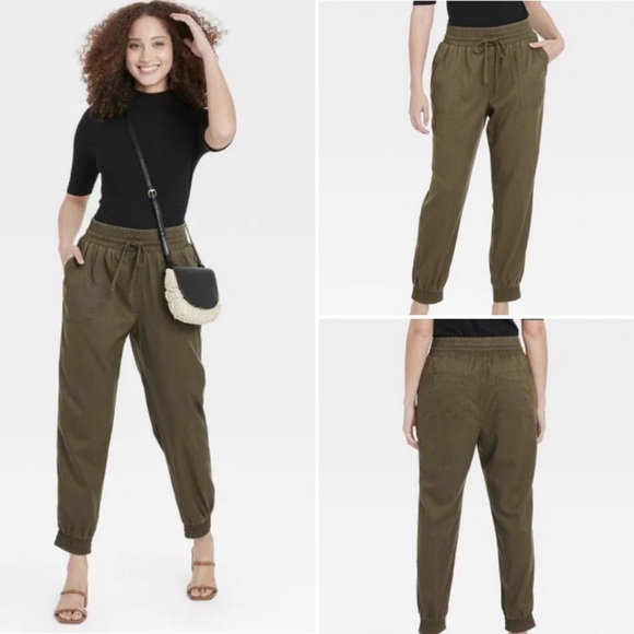a new day Pants - A New Day High Rise Ankle Jogger Olive Green Size Large